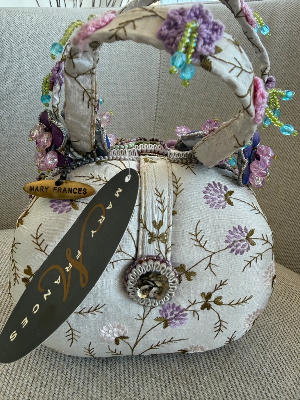 NWT Vintage Mary Frances Beaded Hard Case Clutch - Picture 2 of 5